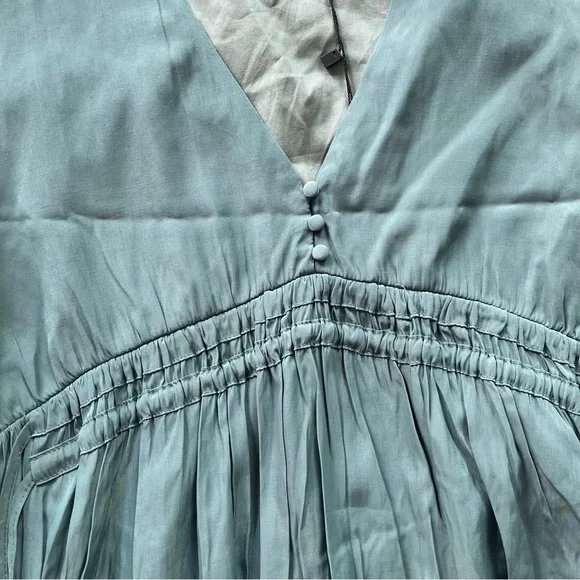 NWT Mustard Seed 'Faded Green' side tie v-neck long sleeve flowy dress sz S - Picture 2 of 8